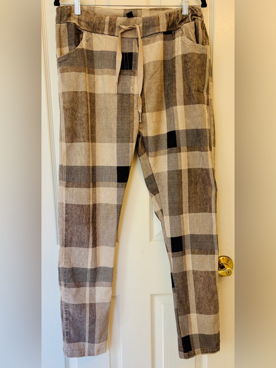 Venti6 Pants - Made in Italy Plaid Drawstring Elastic Waist Pants ~ Women’s Large ~ Comfy